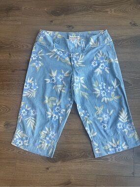 Rare Vintage Abercrombie & Fitch Blue Floral Low Rise Capri Jeans Y2K